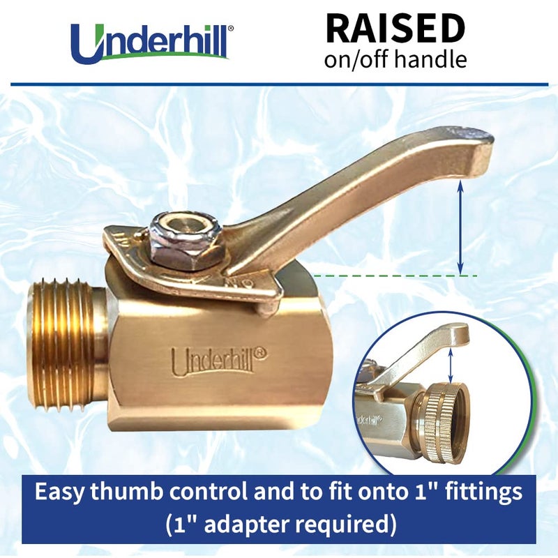 Underhill Garden Hose Shut Off Valve 3/4-Inch Hose Thread, Brass Hose Nozzle Connector, Attachment, Heavy-Duty Fittings, CV075H - Image 3